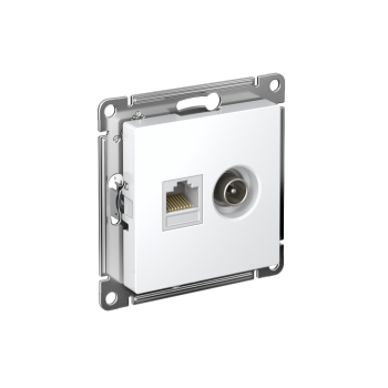 Розетка двойная ТВ + компьютерная RJ45 Schneider Electric AtlasDesign цвет белый, арт. ATN000189
