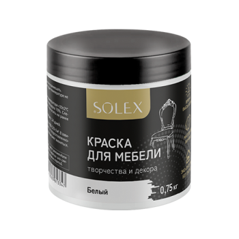 Краска Ижсинтез SOLEX акриловая для мебели белая 0,75 кг матовая