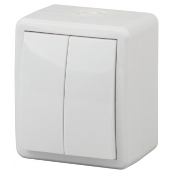 Выключатель накладной ЭРА Эксперт IP54 2 кл. белый, арт. 11-1404-01