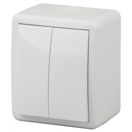 Выключатель накладной ЭРА Эксперт IP54 2 кл. белый, арт. 11-1404-01