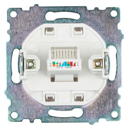 Розетка RJ45 категория 5е одноместная встраиваемая STEKKER Катрин цвет белый, арт. GLS00-7107-01