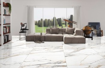 Керамогранит Statuario Elite, граниль, белый 120х60х0,85 см