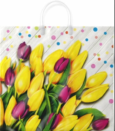 Пакет подарочный  Ля Фам 38х35х10см белый/желтый