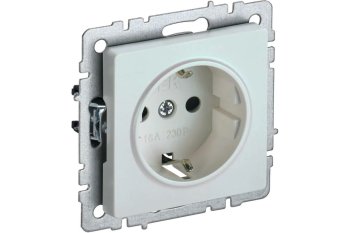 Розетка силовая одноместная встраиваемая IEK Brite с заземлением, цвет жемчуг, арт. BR-R11-16-K36