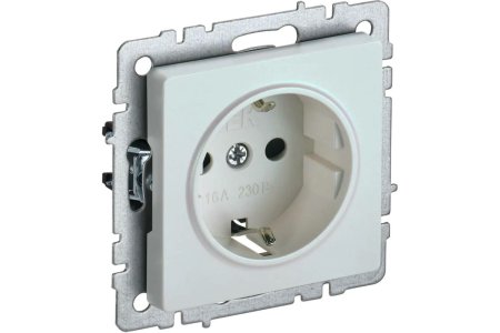 Розетка силовая одноместная встраиваемая IEK Brite с заземлением, цвет жемчуг, арт. BR-R11-16-K36
