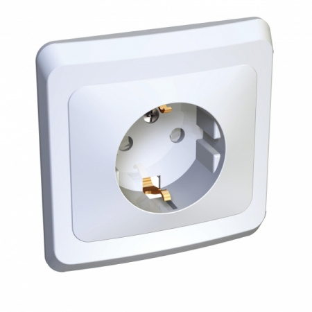 Розетка силовая одноместная встраиваемая Schneider Electric Этюд с заземлением, цвет белый, арт. PC16-004B