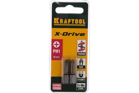 Бита один KRAFTOOL X-Drive PH1 25 мм 2 шт.