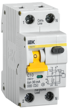 Автомат дифференциальный IEK АВДТ32 1+N 6кА 10А 30мА арт.MAD22-5-010-C-30