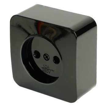 Розетка силовая накладная STEKKER София цвет черный, арт. 49313