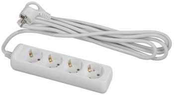 Удлинитель бытовой ЭРА 4 розетки без выключателя с заземлением 3 м 16А белый IP20