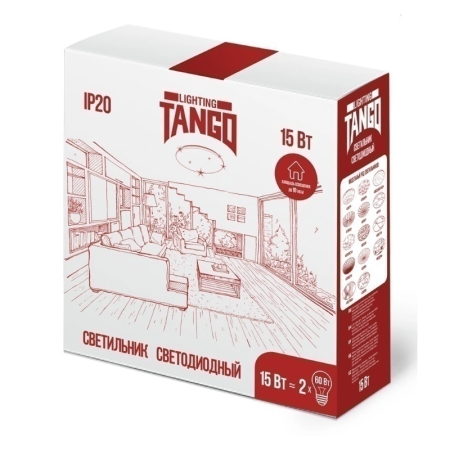 Настенно-потолочный светильник Tango Глянец НББ-Р-4 LED 15Вт