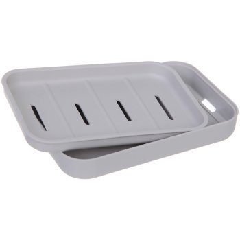 Мыльница Агата пластик цвет серый настольная