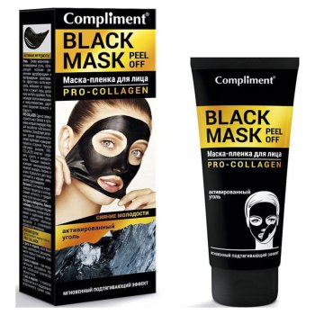 Маска-пленка для лица Compliment Black Mask Pro-collagen для всех типов кожи универсальный