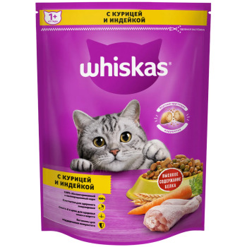 Корм сухой для кошек Whiskas Подушечки с паштетом  курица и индейка 800г