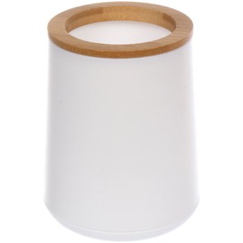 Стакан для зубных щеток Ариэль пластик/бамбук цвет белый