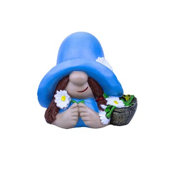 Садовая фигура Гномка с ромашками 19см