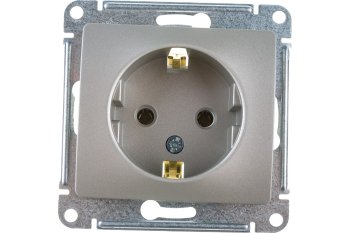 Розетка силовая одноместная встраиваемая Schneider Electric Glossa с заземлением, цвет платина, арт. GSL001243