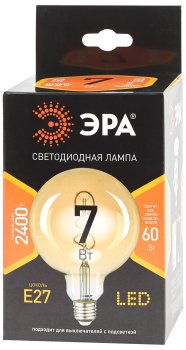 Лампа светодиодная ЭРА E27 7Вт 2400К теплый белый шар (G)