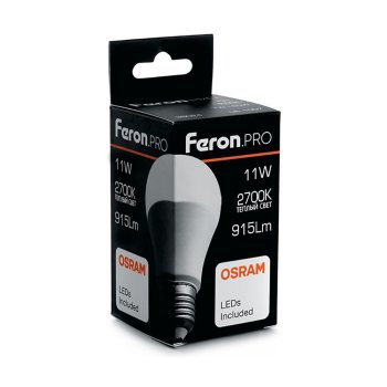 Лампа светодиодная Feron Pro E27 11Вт 2700К теплый белый груша (А)