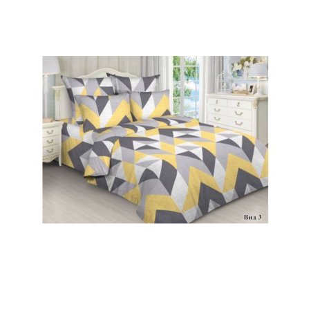 Комплект постельного белья Геометрия двуспальный бязь желтый Комплект постельного белья Геометрия двуспальный бязь желтый