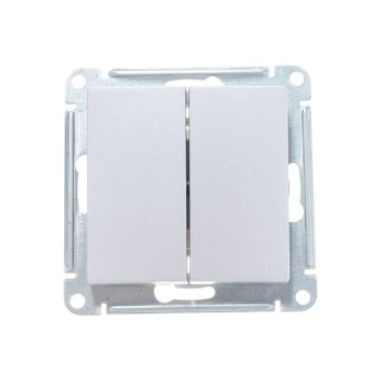 Выключатель встраиваемый Schneider Electric AtlasDesign 2 кл. алюминий, без подсветки, арт. ATN000351