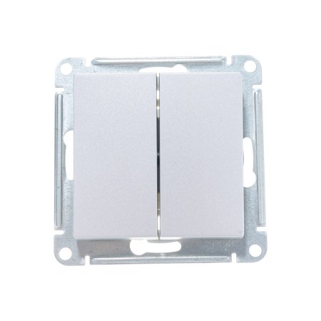 Выключатель встраиваемый Schneider Electric AtlasDesign 2 кл. алюминий, без подсветки, арт. ATN000351