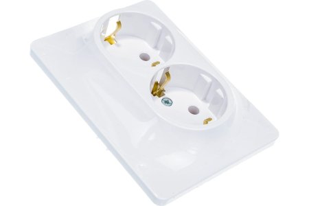 Розетка силовая двойная встраиваемая Schneider Electric Glossa с заземлением, цвет белый, арт. GSL000124