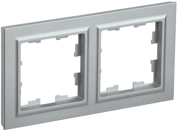 Рамка IEK Brite 2 поста, цвет алюминий, арт. BR-M22-K47