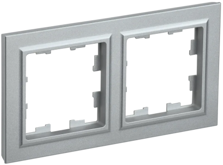 Рамка IEK Brite 2 поста, цвет алюминий, арт. BR-M22-K47
