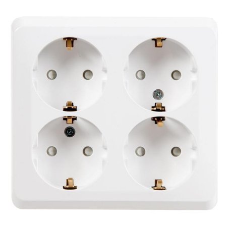 Розетка силовая четырехместная накладная Schneider Electric Этюд с заземлением, цвет белый, арт. PA16-208B
