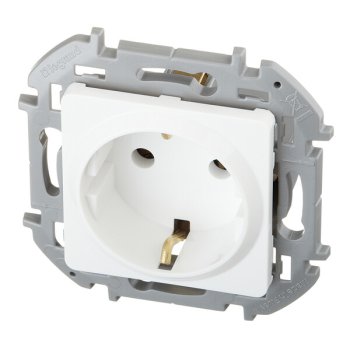 Розетка силовая одноместная встраиваемая Legrand Inspiria с заземлением, цвет белый, арт. 673720