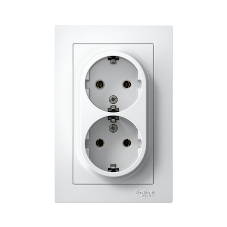 Розетка силовая двойная встраиваемая Schneider Electric AtlasDesign с заземлением, цвет лотос, арт. ATN001324