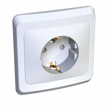 Розетка силовая одноместная встраиваемая Schneider Electric Этюд с заземлением, цвет белый, арт. PC16-004B