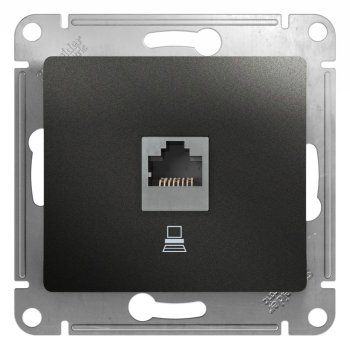 Розетка RJ45 кат.5е одноместная встраиваемая Schneider Electric Glossa цвет антрацит, арт. GSL000781K