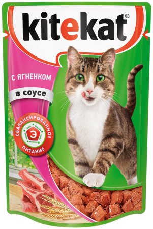 Корм консервированный для кошек Kitekat ягненок в соусе 85г
