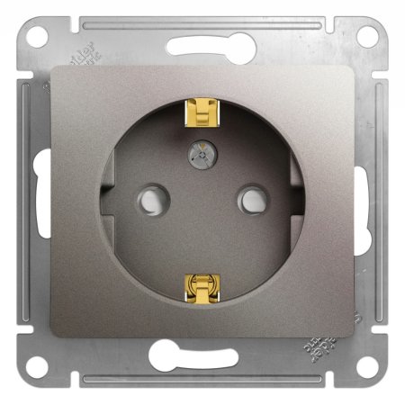 Розетка силовая одноместная встраиваемая Schneider Electric Glossa с заземлением, цвет платина, арт. GSL001245