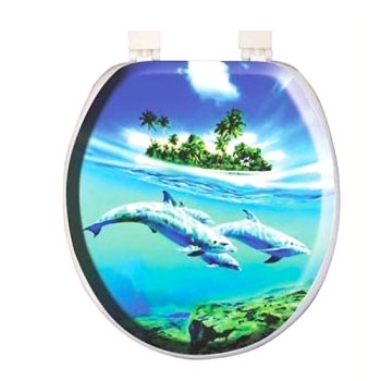 Сиденье для унитаза DIGITAL Дельфины ПВХ цвет голубой Сиденье для унитаза DIGITAL Дельфины ПВХ цвет голубой