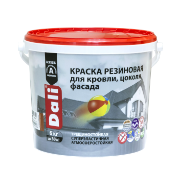 Краска водно-дисперсионная Dali резиновая фасадная зеленая 6 кг