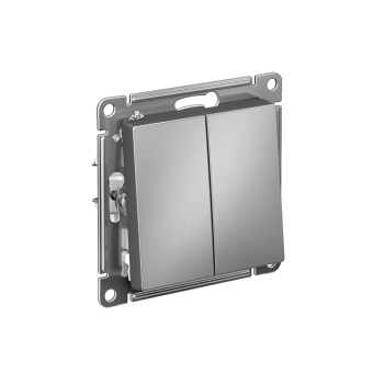 Выключатель встраиваемый Schneider Electric AtlasDesign 2 кл. сталь, без подсветки, арт. ATN000951