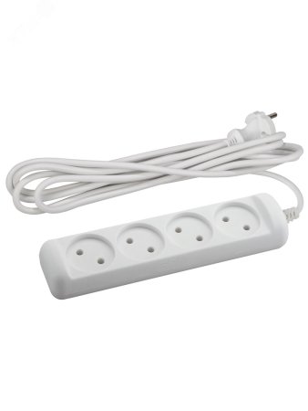 Удлинитель бытовой ЭРА 4 розетки без выключателя без заземления 3 м 10А белый IP20