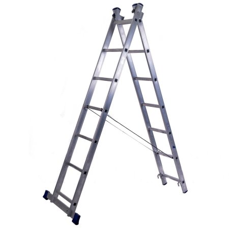 Лестница двухсекционная STAIRS 7 ступеней алюминиевая