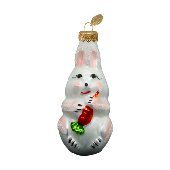 Елочное украшение Зайчик 4х11см цвет белый