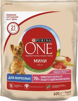 Корм сухой для собак Purina One говядина с рисом 600г Корм сухой для собак Purina One говядина с рисом 600г