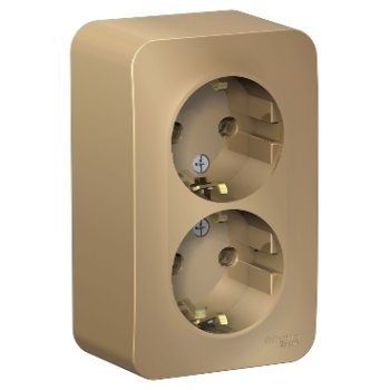 Розетка силовая двойная накладная Schneider Electric Blanca с заземлением, цвет титан, арт. BLNRA010214