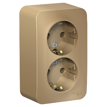 Розетка силовая двойная накладная Schneider Electric Blanca с заземлением, цвет титан, арт. BLNRA010214