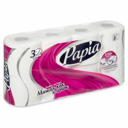 Бумага туалетная Papia 8шт