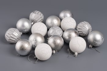 Набор шаров 6 см цвет серебро 16шт