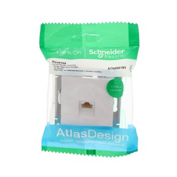 Розетка RJ45 категория 5е одноместная встраиваемая Schneider Electric AtlasDesign цвет белый, арт. ATN000183