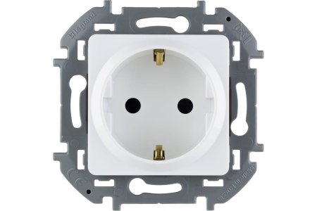 Розетка силовая одноместная встраиваемая Legrand Inspiria с заземлением, цвет белый, арт. 673730