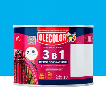 Грунт-эмаль ABC-Farben Olecolor по ржавчине голубая 2 кг полуглянцевая
